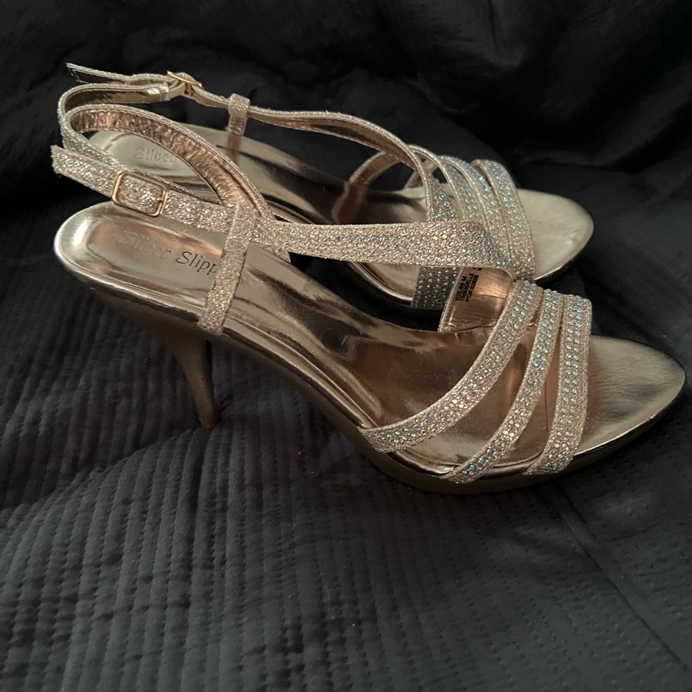 Elegant Silver Strappy Heels